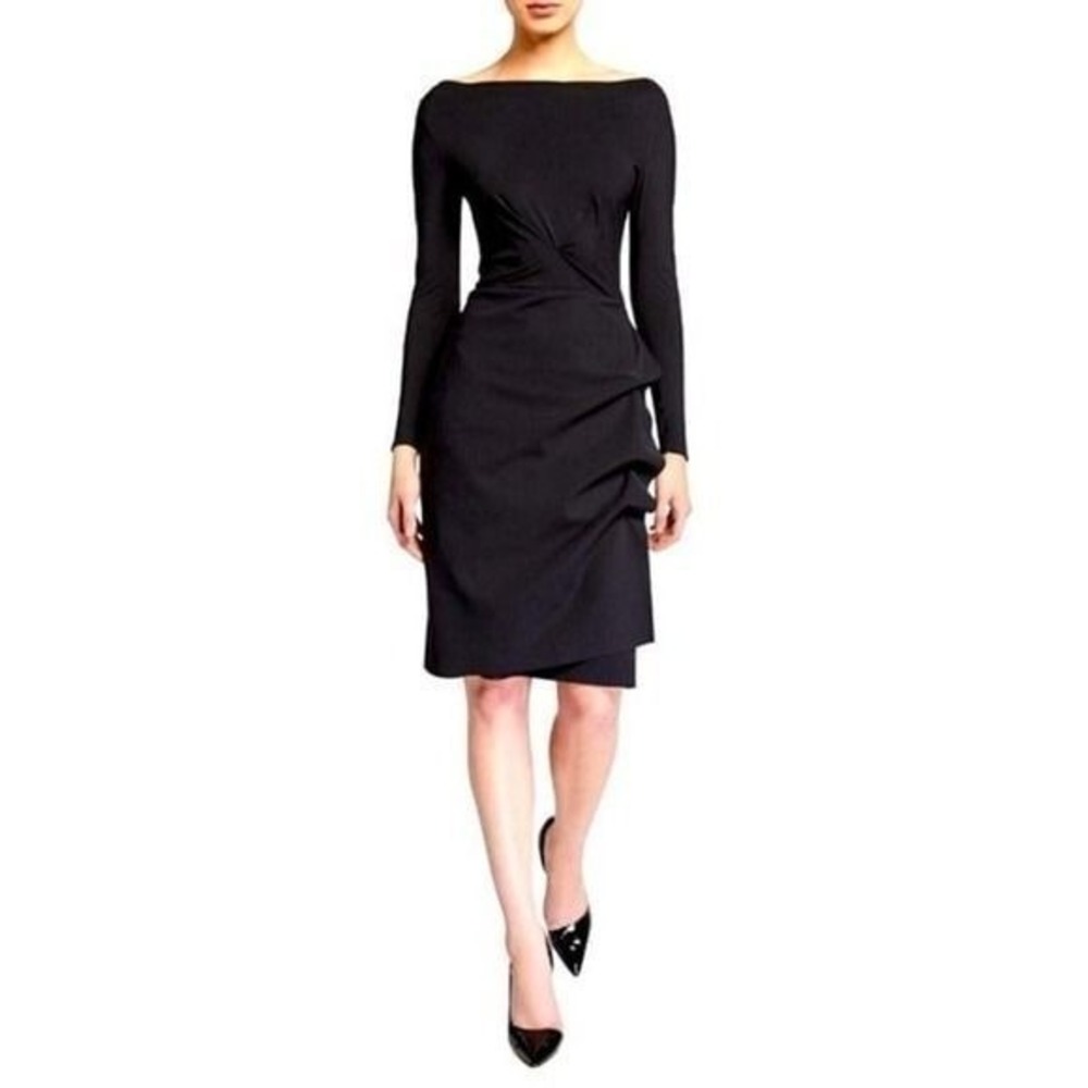 Sz 46 Chiara Boni La Petite Robe Cassandre Dress Sheath‎ Black Ruched Side